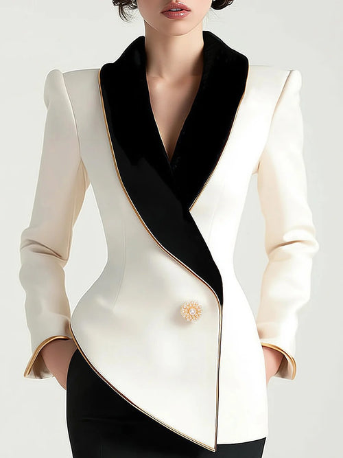 Elegant Asymmetrical White Blazer