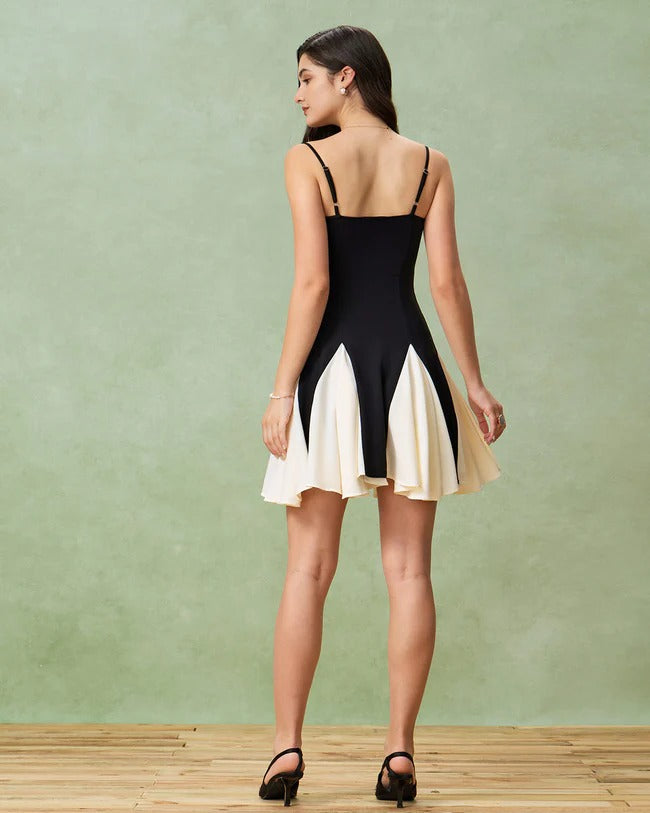 Black Contrast Slip Mini Dress