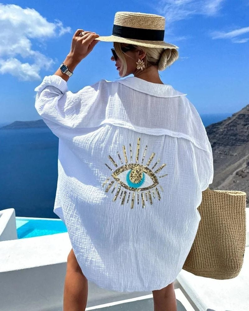 Casual Sequin and Beaded Shirt