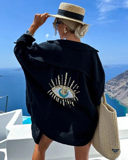 Casual Sequin and Beaded Shirt