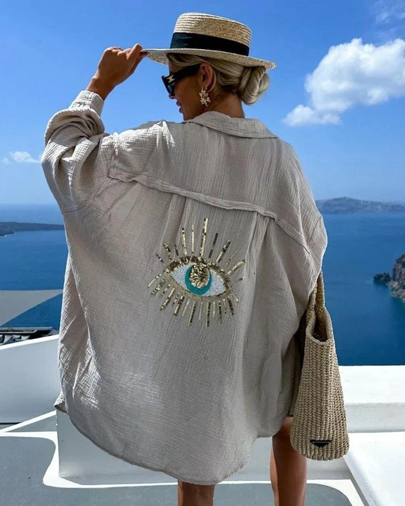 Casual Sequin and Beaded Shirt