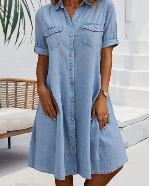 Button-Up Collared Dress