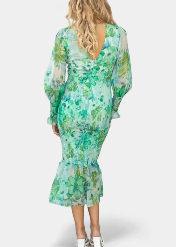 Floral Dress with Gathered Waist