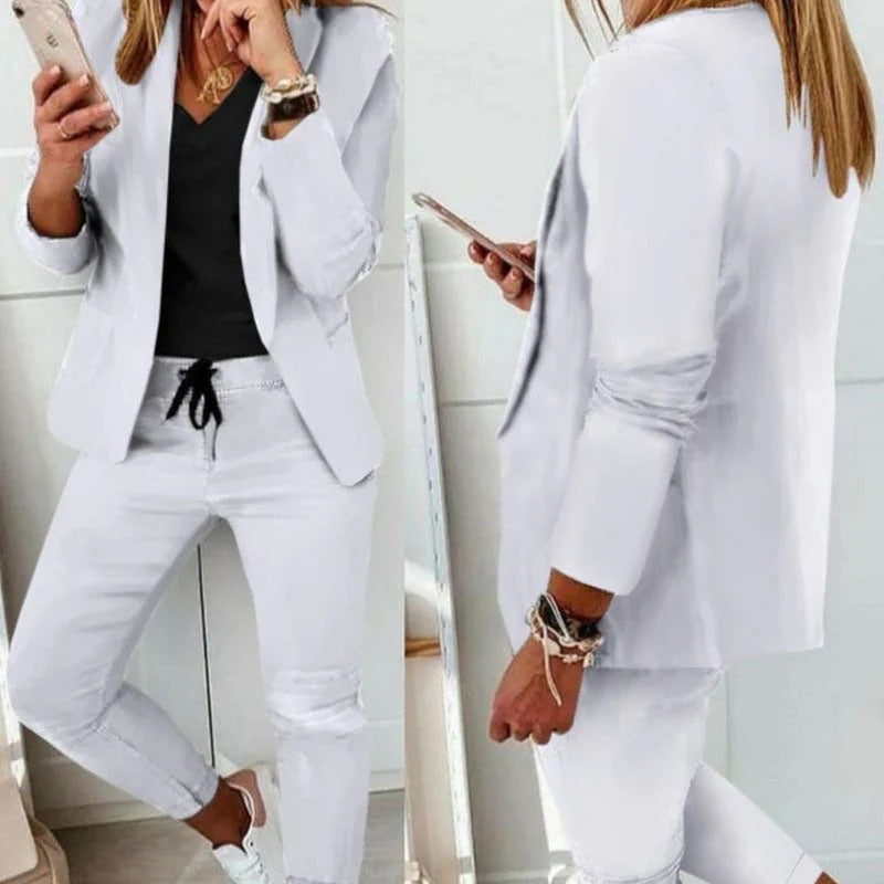 Casual Solid Two-Piece Suit