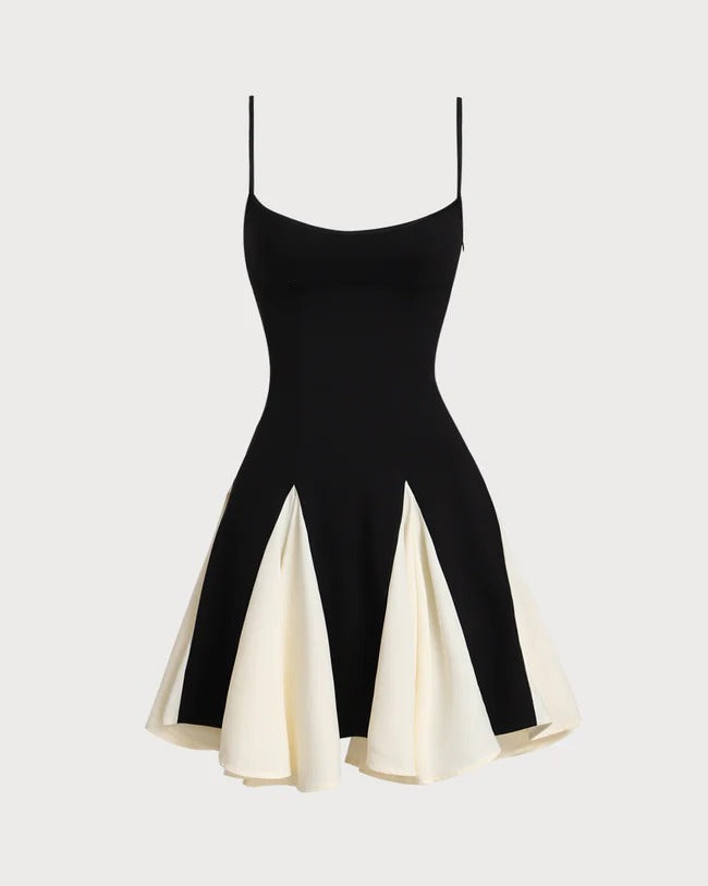Black Contrast Slip Mini Dress